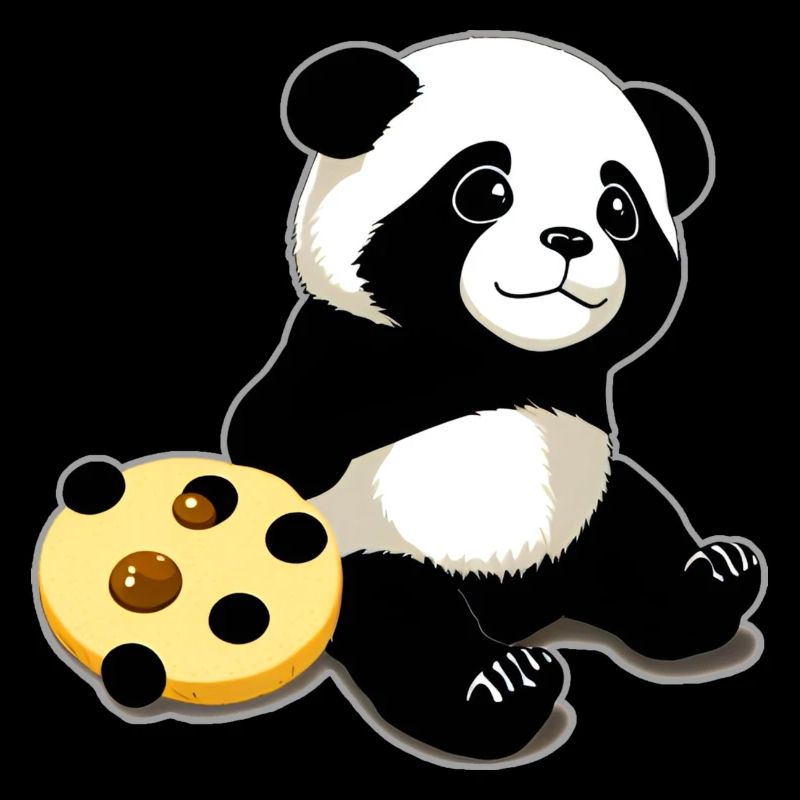 Cute panda bear with biscuits