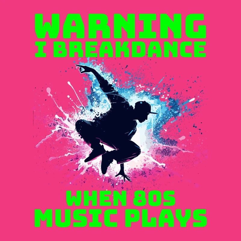 80s Breakdancer Silhouette - Neon Dance Moves