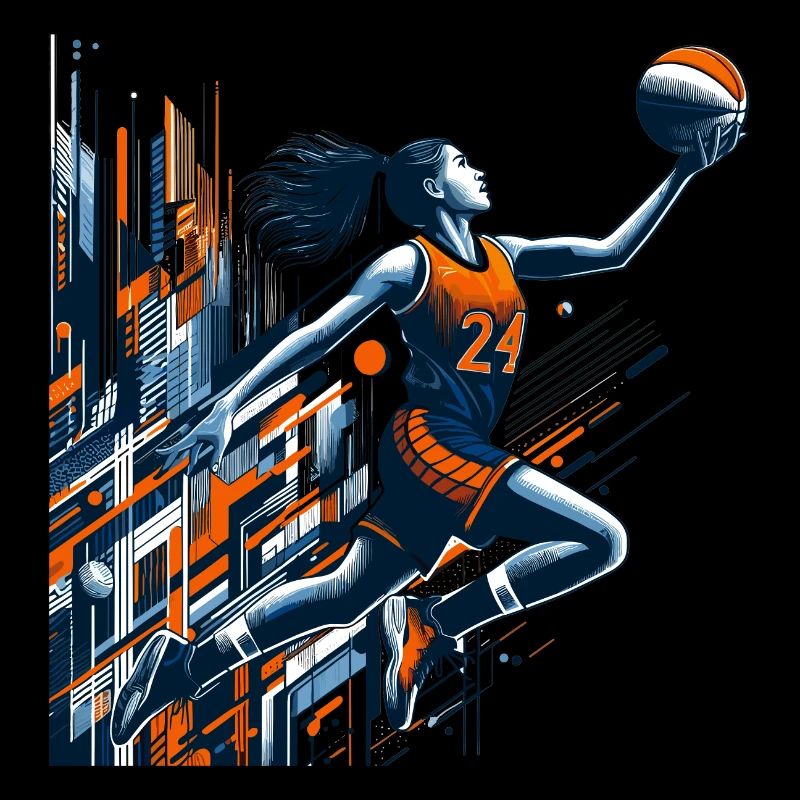 Woman Basketball Dunking Design