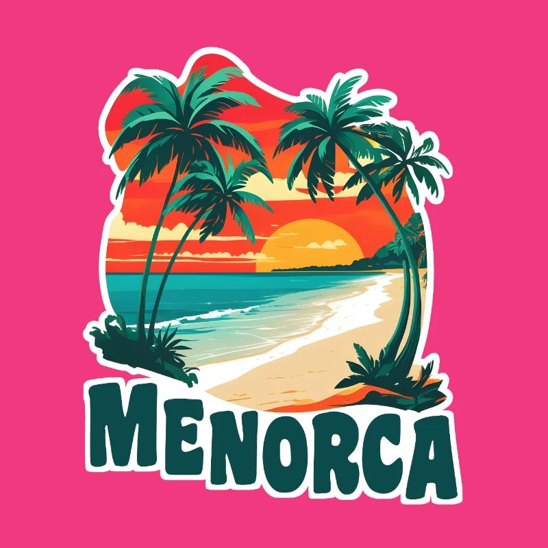 Menorca palm trees and sandy beach