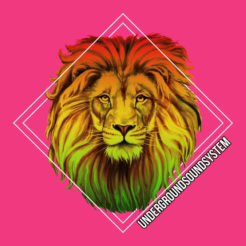 Rainbow lion in square frame