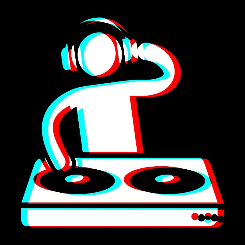 Techno Dj 3d Electro Red Blue tik tok edm blanc