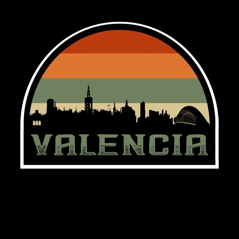 Valence Espagne Skyline Silhouette Drapeau Espagnol