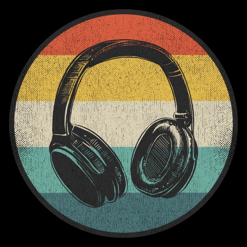 Vintage Musik Kopfhörer Retro Geschenk DJ