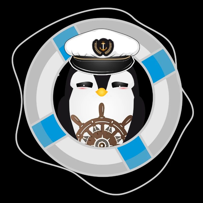cute penguin as captain in navy look
