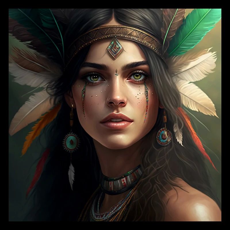 Wunderschöne Indianerin mit Federschmuck (Boho)