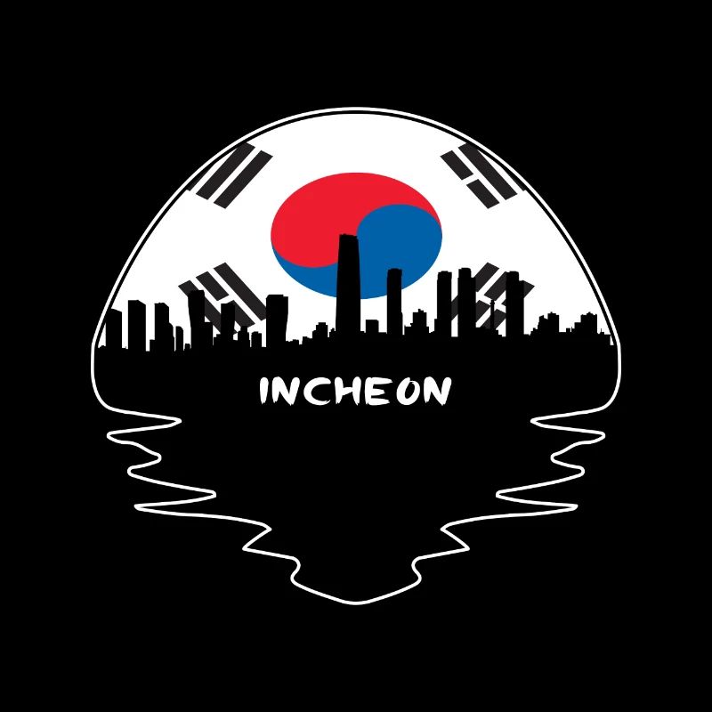 Incheon Corée du Sud Drapeau Skyline Silhouette Voyage