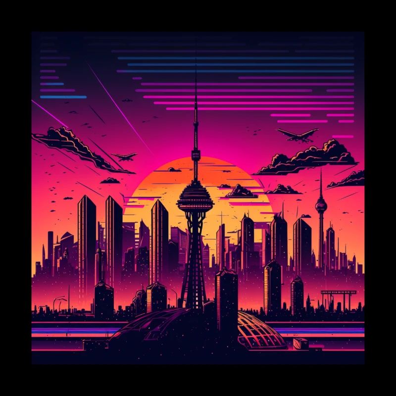 Skyline von Berlin im Abendlicht