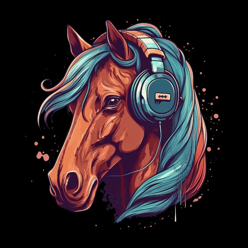 Idée passion chevaux cavalière aquarelle splash