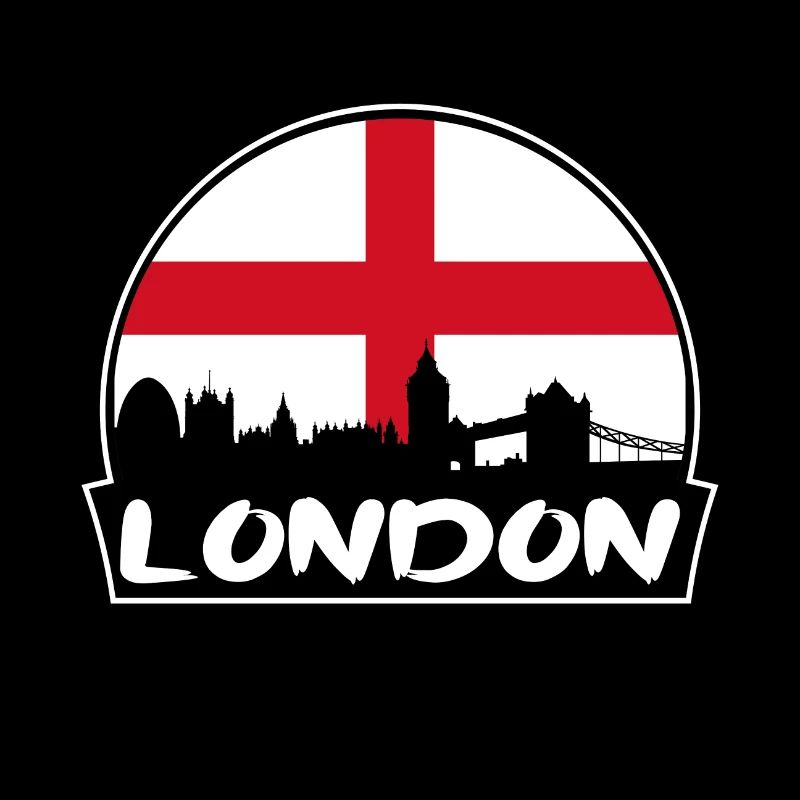 Londres, Angleterre, drapeau, Skyline, silhouette, voyage