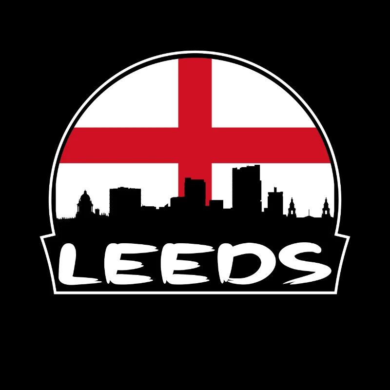 Leeds Angleterre Drapeau Skyline Silhouette Voyage