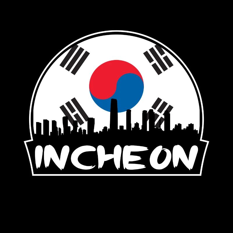 Incheon Corée du Sud Drapeau Skyline Silhouette Voyage