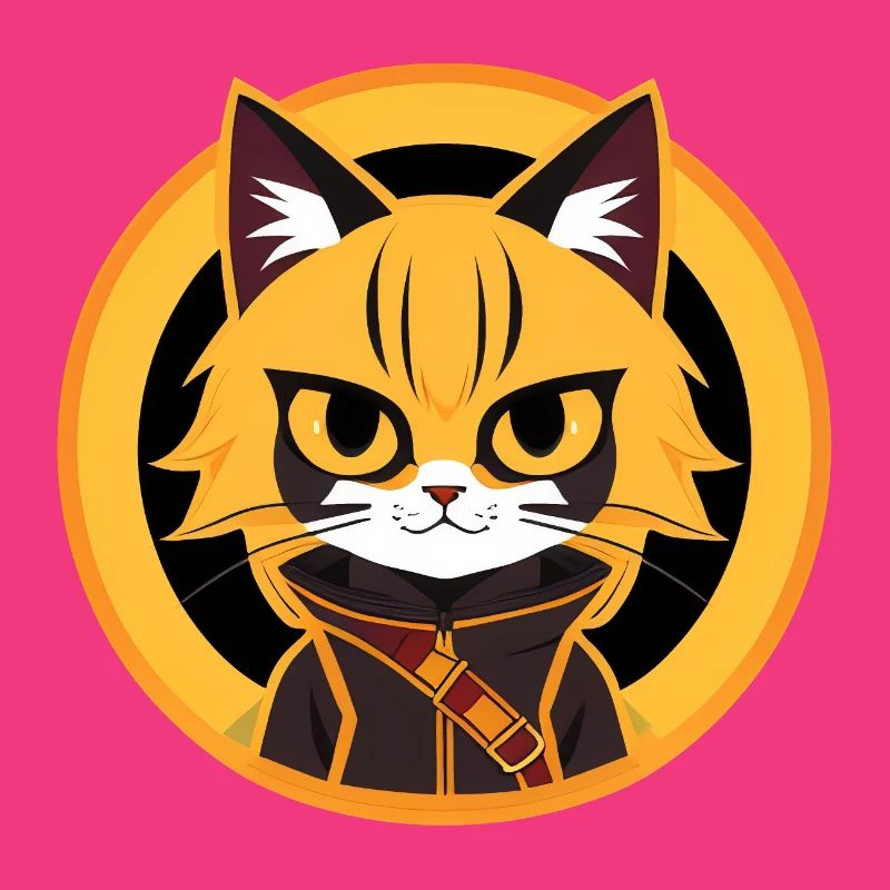 Dessin de chat d’anime orange et jaune