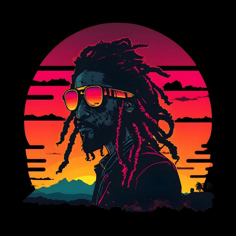Synthwave Jamaican Rasta Man