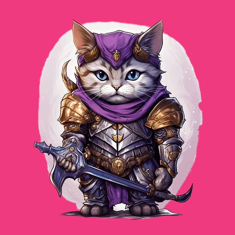 Chat en équipement de chevalier avec épée longue, AI Gen