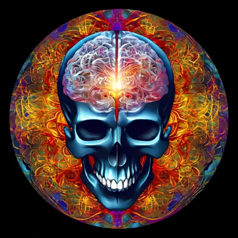 Crâne psychédélique coloré Big Brain