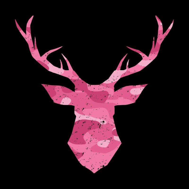 Hirschkopf Geweih Camouflage pink