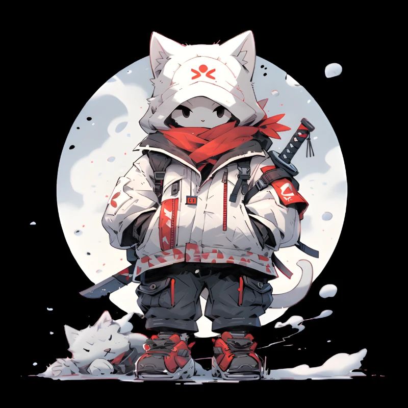 Chat samouraï mignon