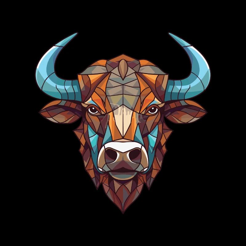 Bison afrikanischer Büffel buntes Aquarelltier