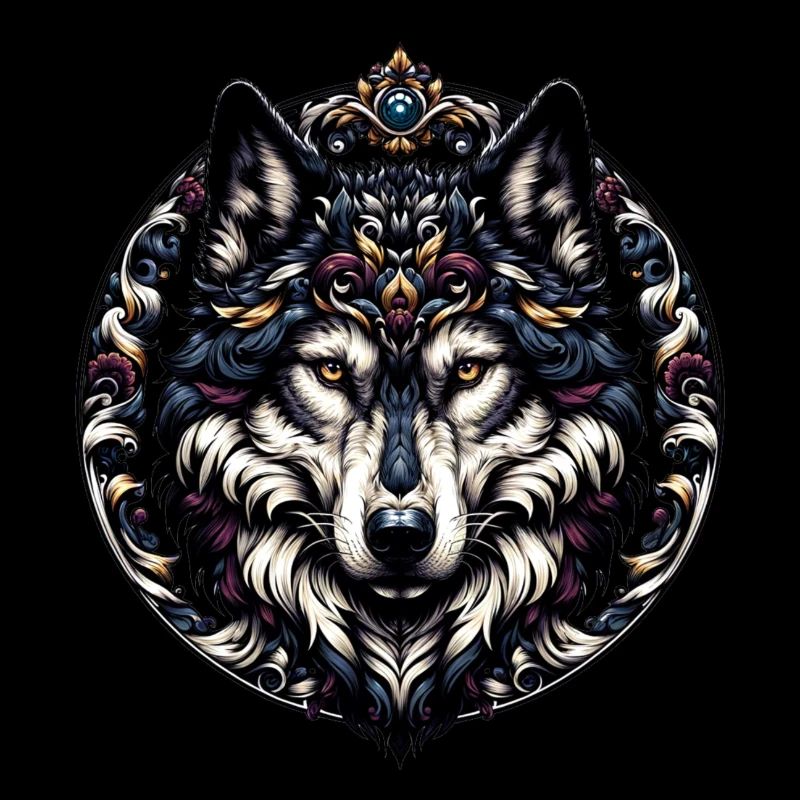 majestic wolf with frame