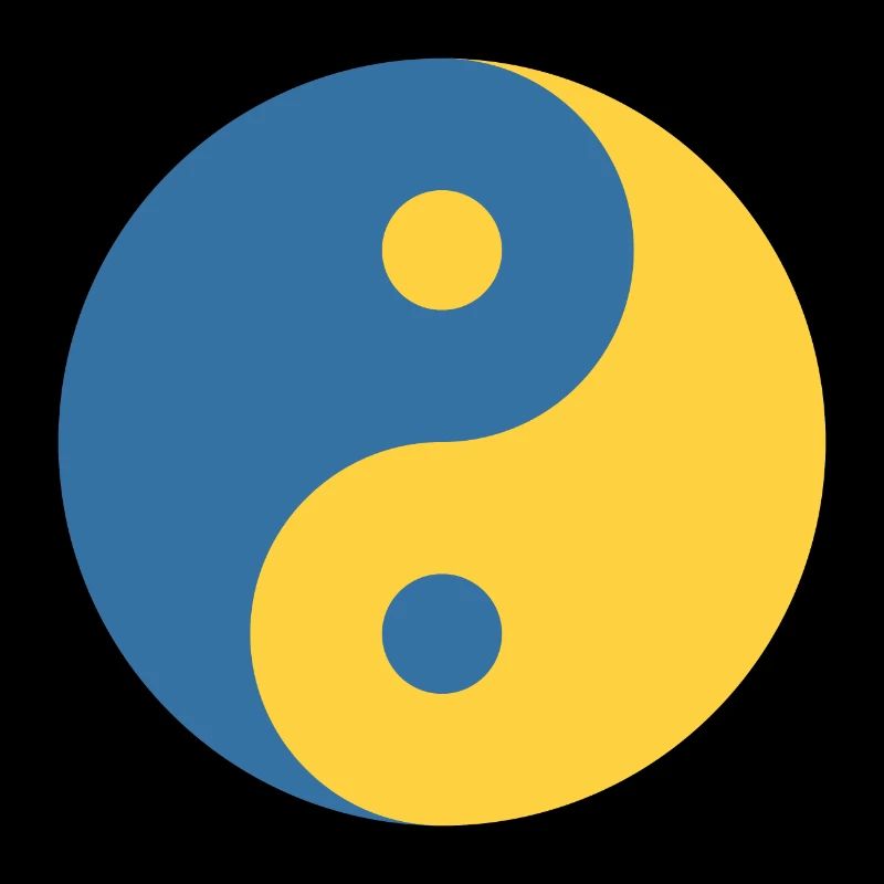 Symbole Yin et Yang dans le codeur Python bleu et jaune
