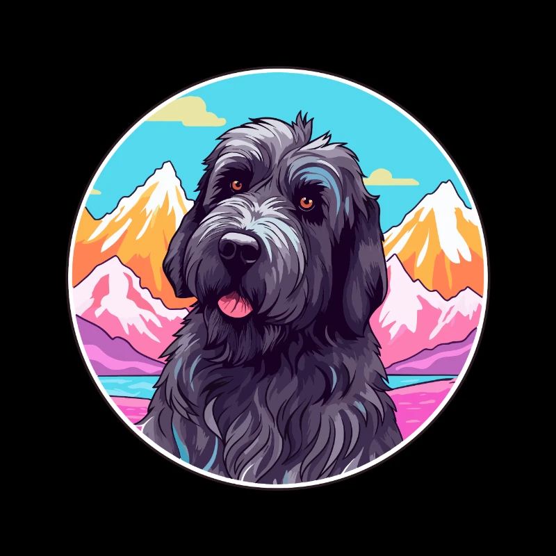 Schwarzer russischer Terrier Hunderasse Cartoon Kawaii Wat