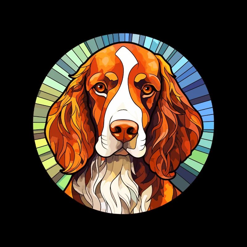 Welsh Springer Spaniel chien race vitrail Col