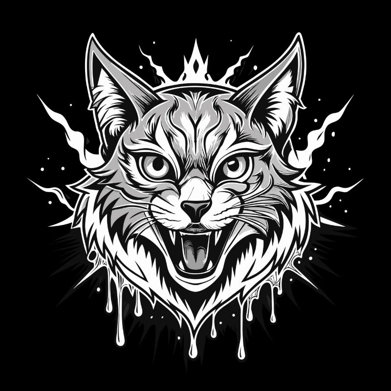 cat black and withe