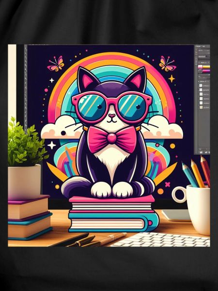 Studious cat with glasses