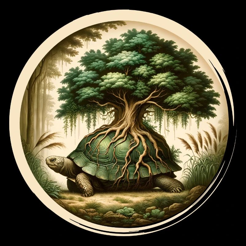 Turtle with a bonsai on its carapace