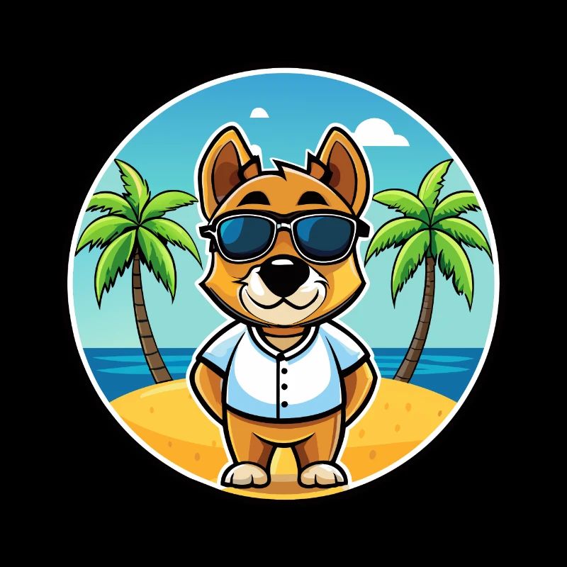 Sporting Lucas Terrier Hunderasse Cartoon Beach