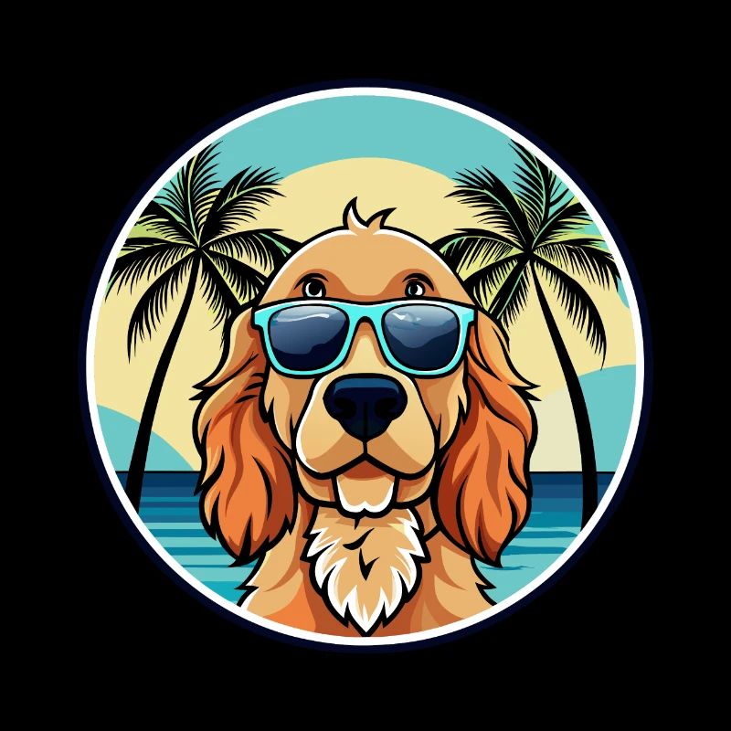 Cocker anglais Spaniel Chien Race Dessin Animé Plage
