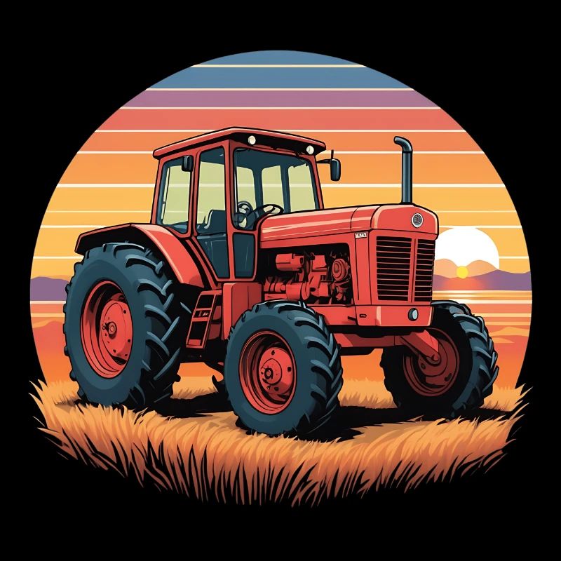 Tractor at sunset