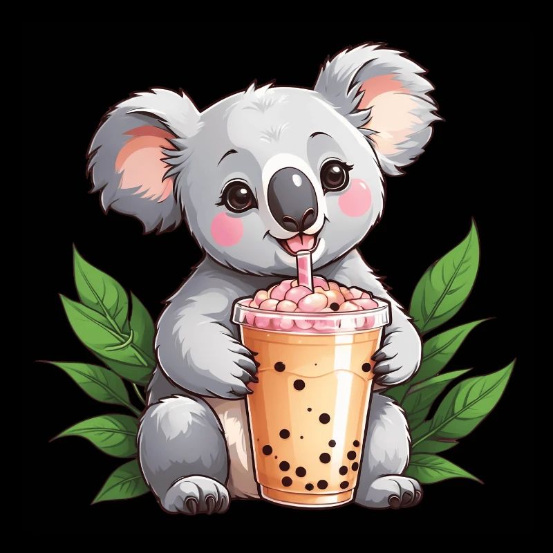 Süßer Koala trinkt Bubble Tea