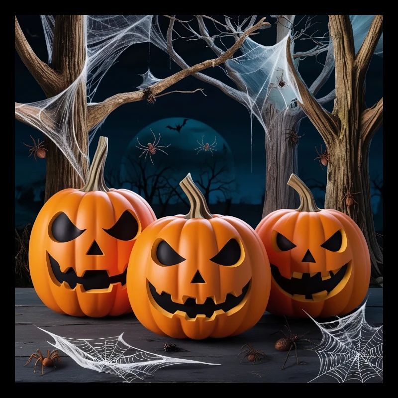Halloween atmosphere three pumpkins