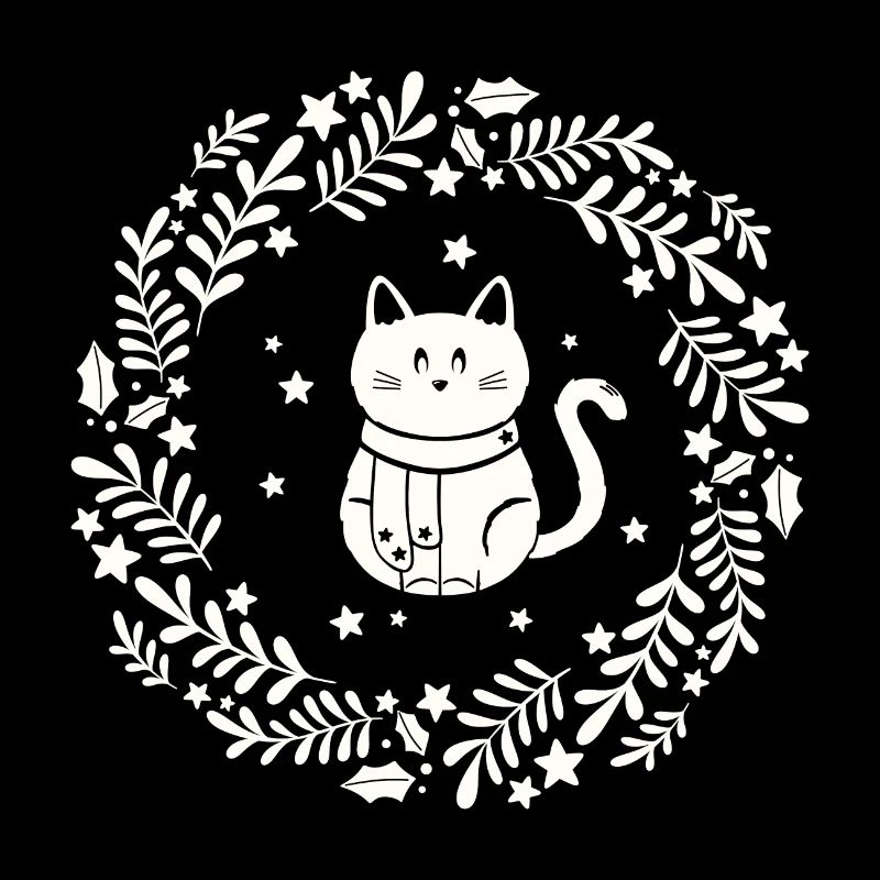 Weihnachtskranz mit süßer Katze
