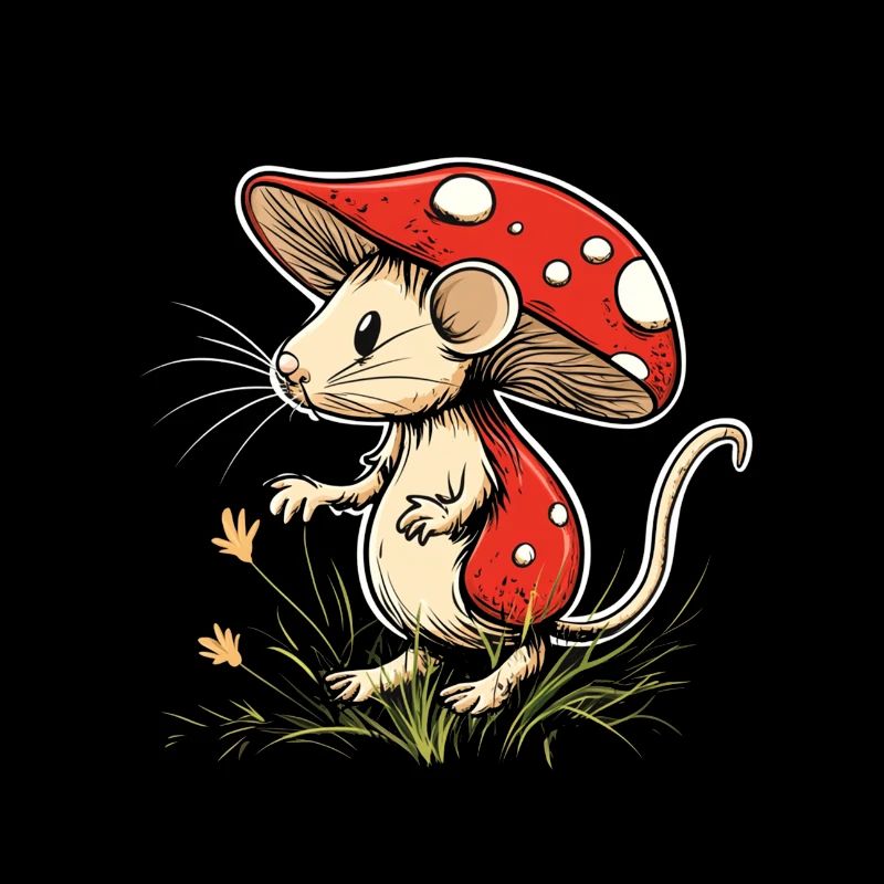 Champignon souris drôle d’animal et motif de champignon