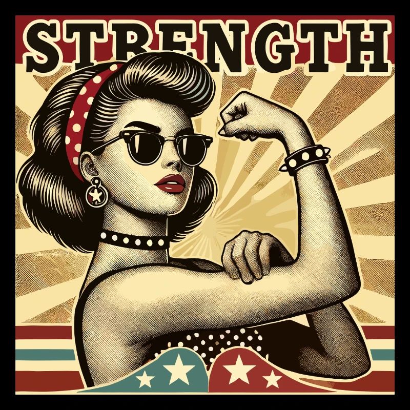 Strength Strong Cool Woman Rockabilly Gift