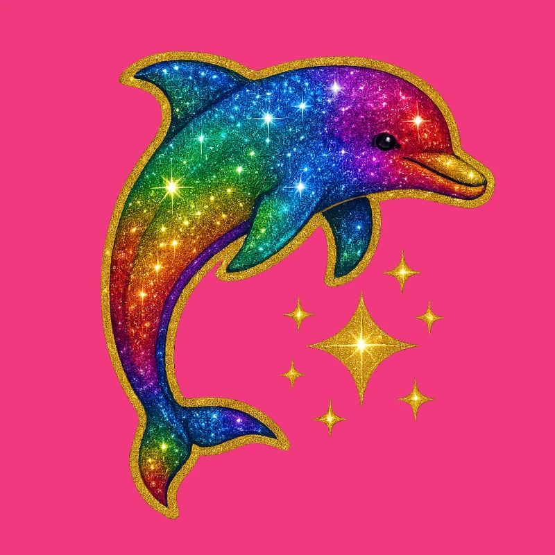 Rainbow Glitter Dolphin