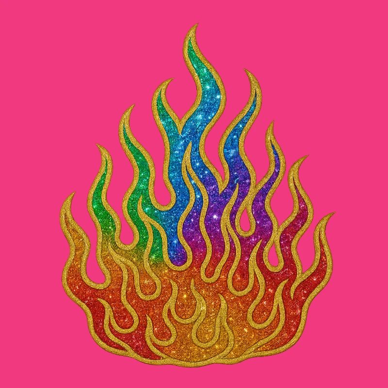 Rainbow Fire Glitter Flame