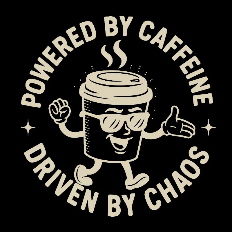 Powered by Caffeine, Driven by Chaos Kaffee Spruch