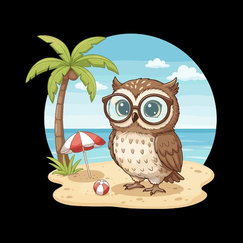 Süße Eule mit Brille Strandsommerferien