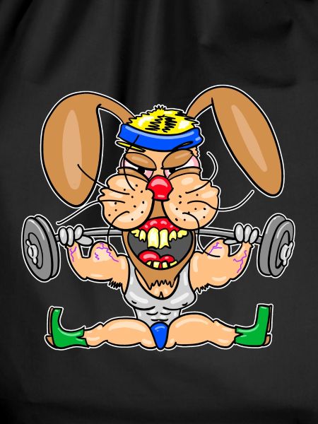 Strong Bunny Gym Cartoon