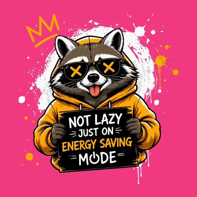 Raccoon Power Saving Mode Pullover Hoodie