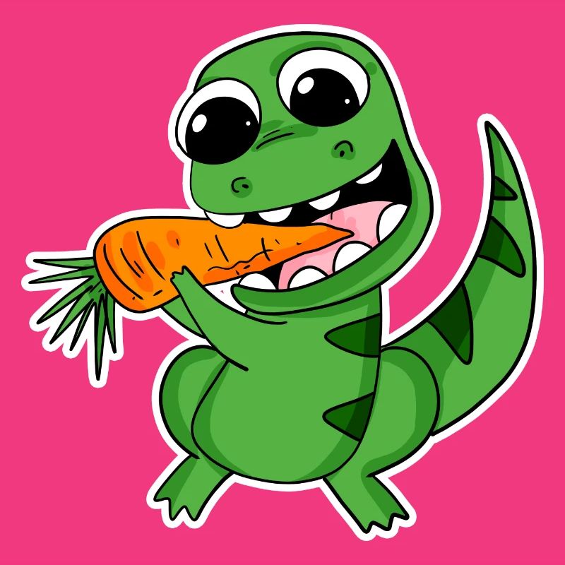 Dino eats carrot
