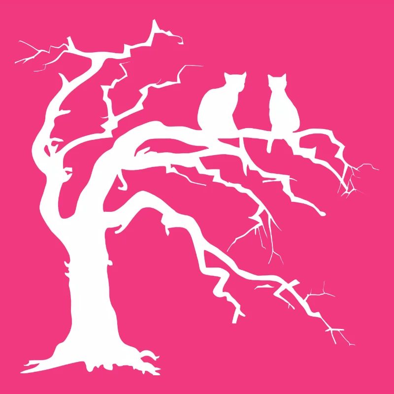 Dead tree with 2 cats silhouette