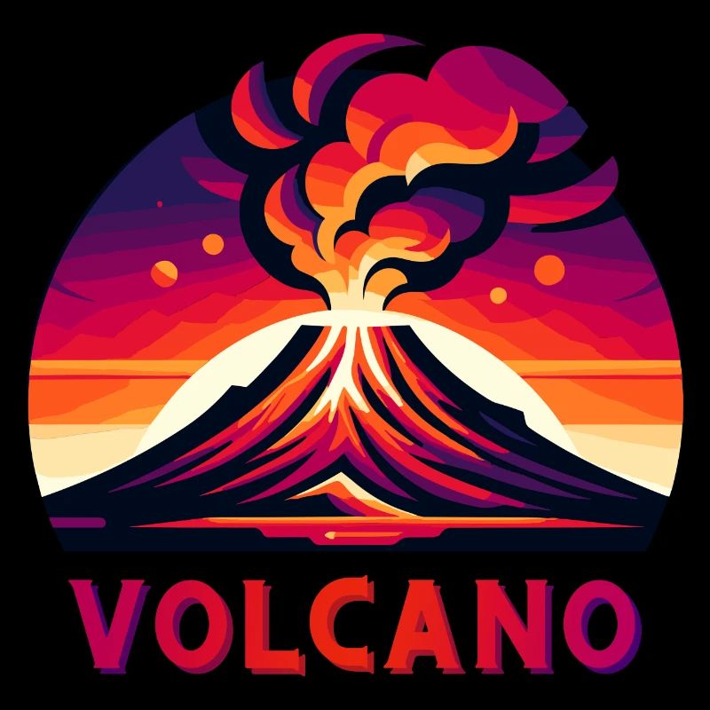 Lebendige Eruption Vulkan Illustration
