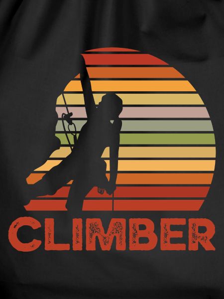 Retro Sunset Climber Silhouette
