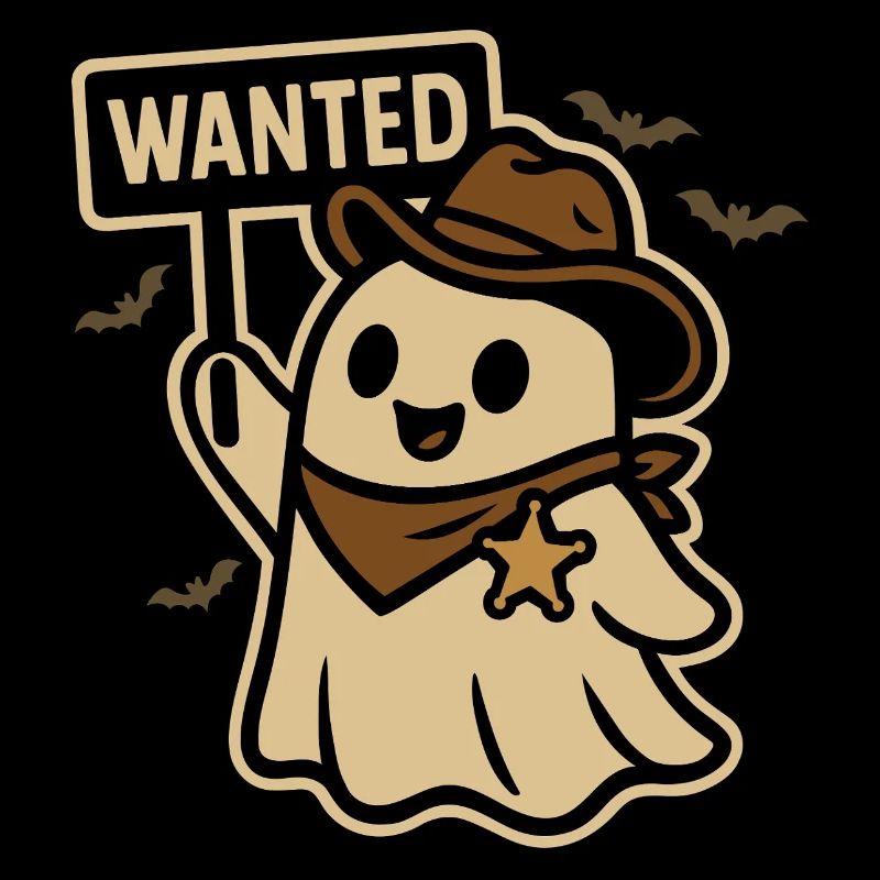 Halloween Ghost Cowboy Wanted Design