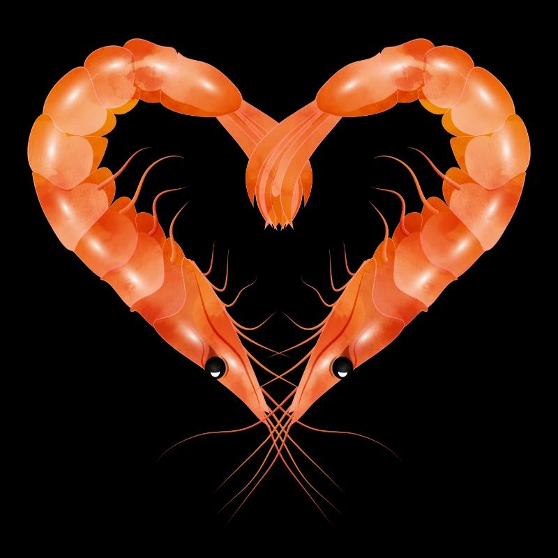 two prawns or shrimps designed in heart shape